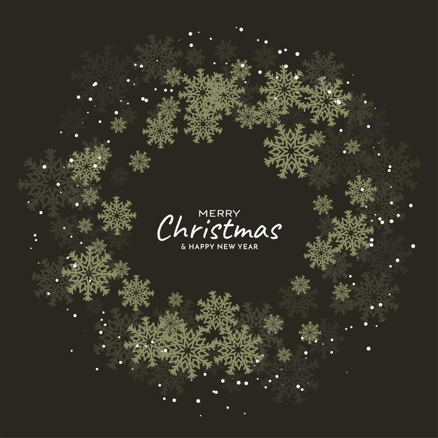 Feliz festival de Navidad saludo vector de diseño de fondo de copos de nieve