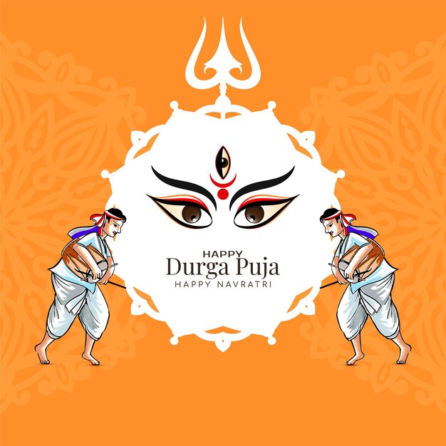 Feliz festival Navratri y Durga puja vector de diseño de fondo religioso