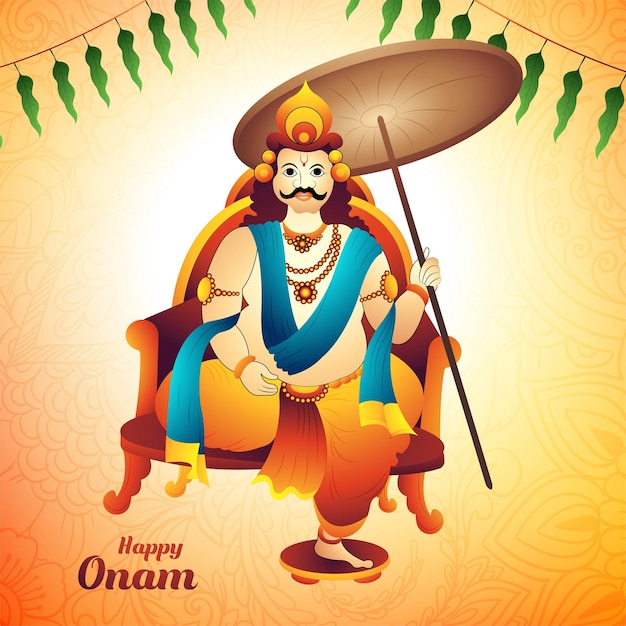 Vector gratuito feliz festival onam del sur de la india kerala sobre fondo de ilustración