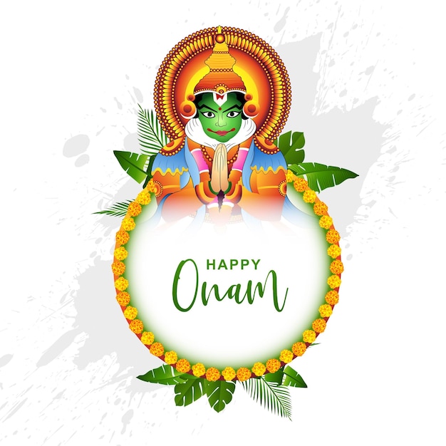 Feliz festival onam del sur de la india kerala sobre fondo de ilustración