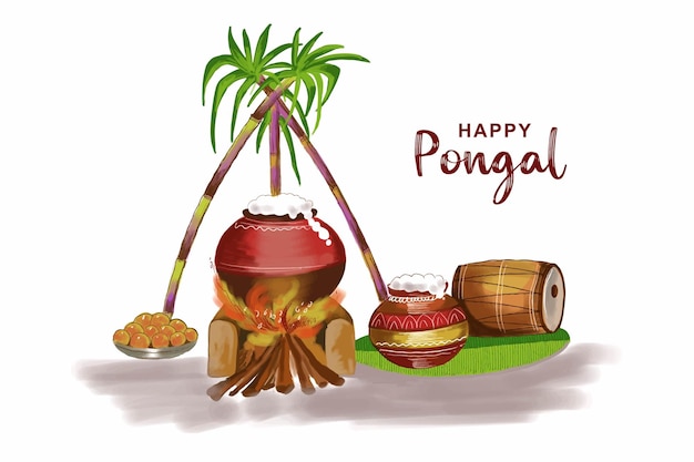 Vector gratuito feliz festival pongal de fondo de celebración de tamil nadu india