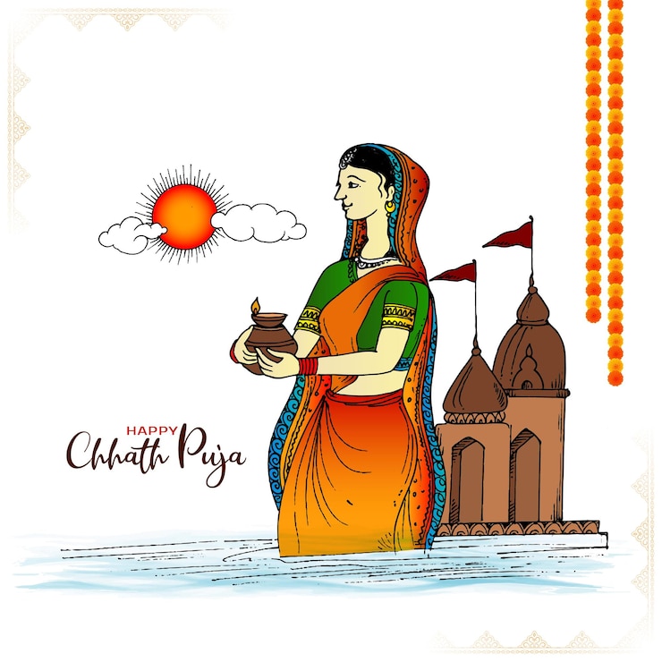 Vector gratuito feliz festival tradicional chhath puja hermoso fondo