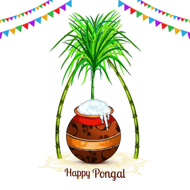 Feliz fiesta de pongal celebración del festival de la cosecha fondo de la tarjeta