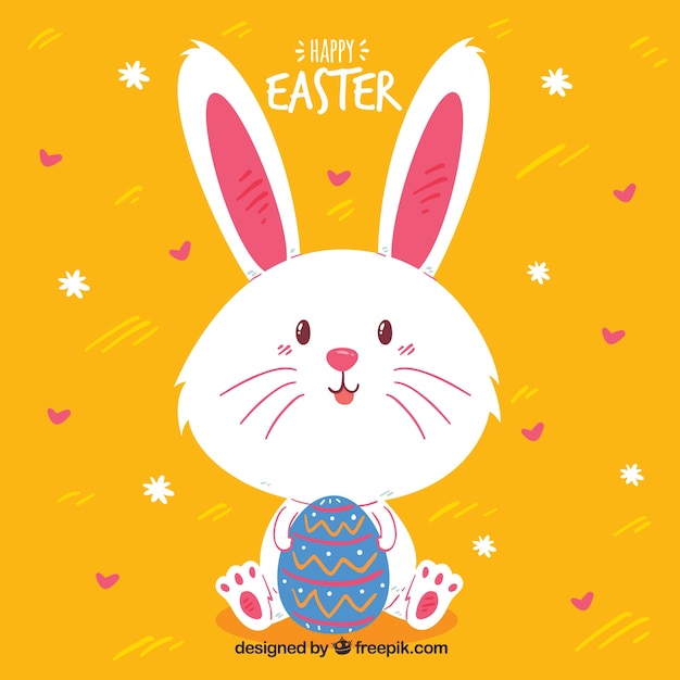 Feliz fondo de día de Pascua con un conejo lindo