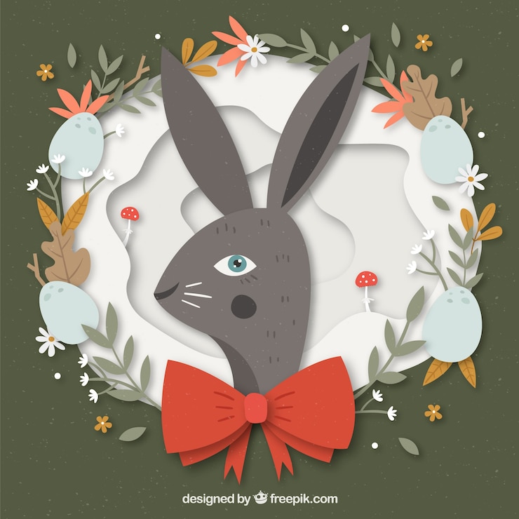Vector gratuito feliz fondo de día de pascua en estilo papel