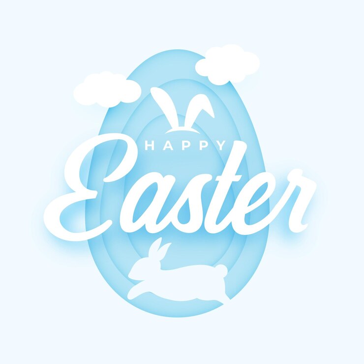 Vector gratuito feliz fondo de huevo de pascua con nube y conejo