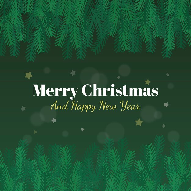Feliz fondo de ramas de árbol de navidad y feliz año nuevo