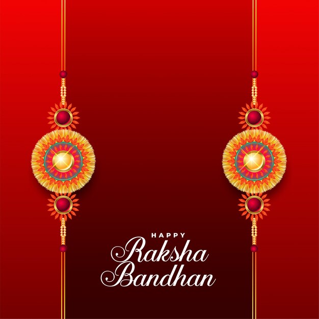 Feliz fondo rojo raksha bandhan con dos rakhi