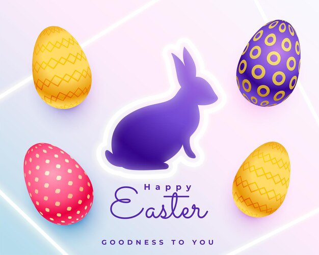 Feliz fondo de vacaciones de pascua con silueta de conejo y huevo colorido