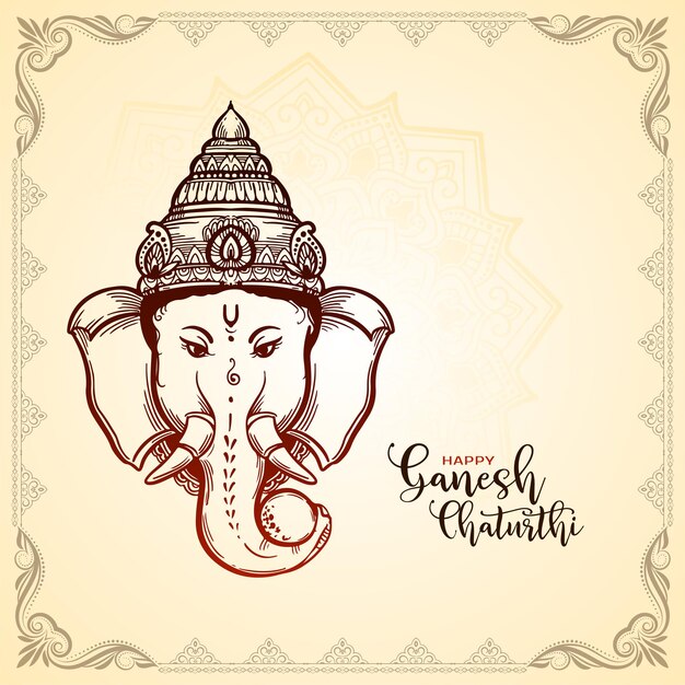 Feliz Ganesh Chaturthi tarjeta del festival indio con el diseño de Lord Ganesha