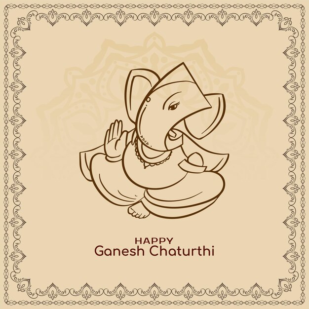 Feliz Ganesh Chaturthi vector de tarjeta de celebración del festival tradicional indio