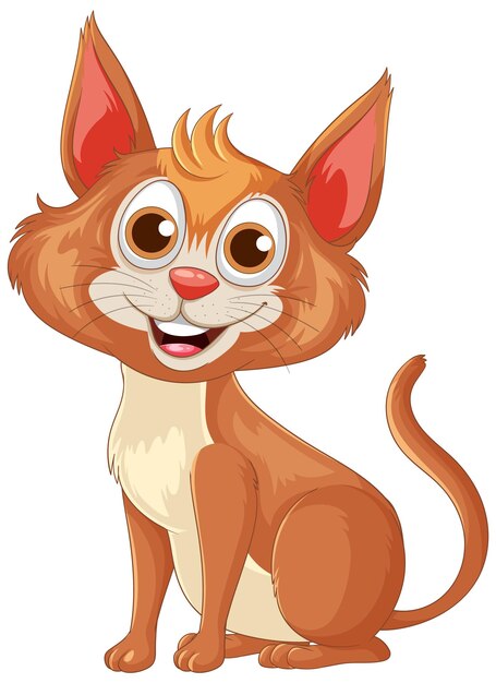 Feliz gato de dibujos animados con ojos grandes y sonrisa