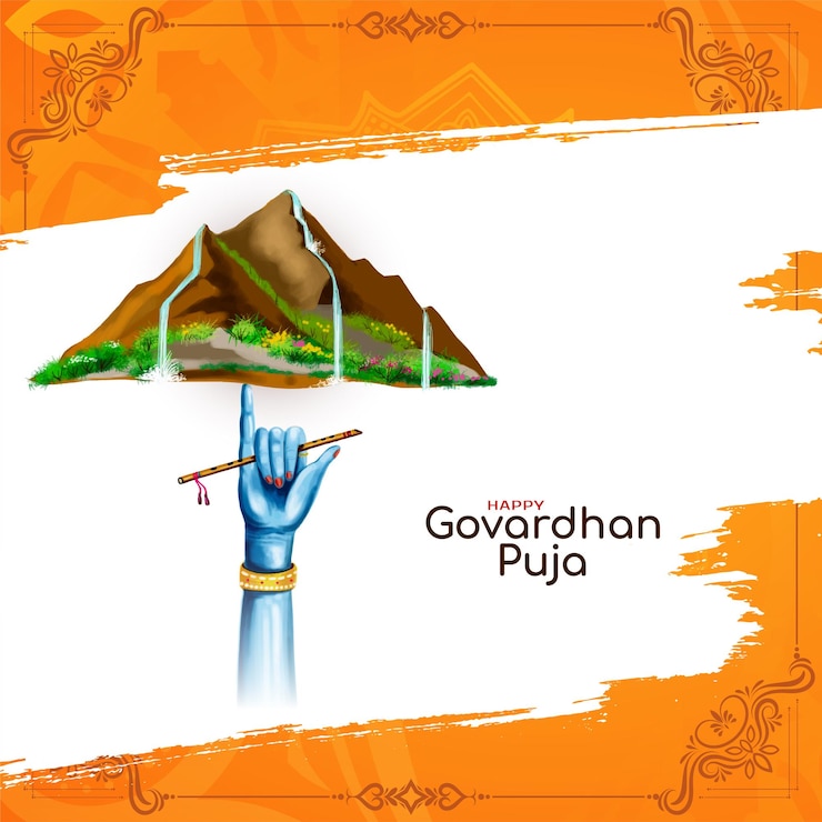 Vector gratuito feliz govardhan puja tarjeta de felicitación del festival hindú cultural indio