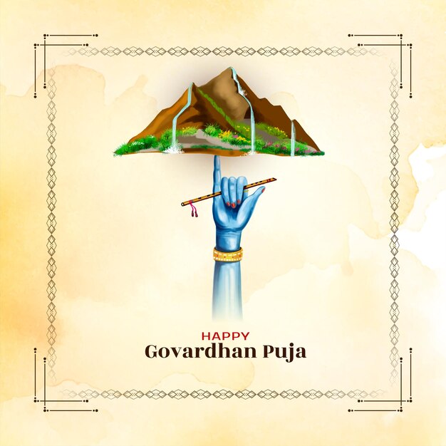 Feliz Govardhan Puja vector de diseño de tarjetas de felicitación del festival indio