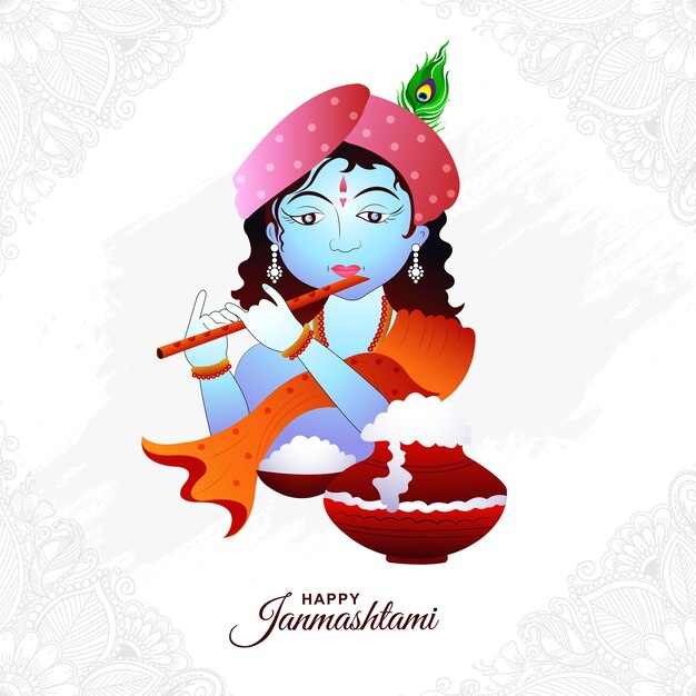 Feliz gran festival de janmashtami india para el fondo de la tarjeta lord krishna