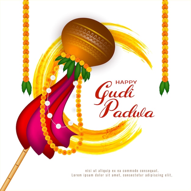 Vector gratuito feliz gudi padwa tradicional maharastra año nuevo día fondo vector