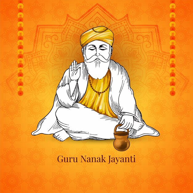 Feliz Guru Nanak Jayanti el fondo de la celebración del festival sikh