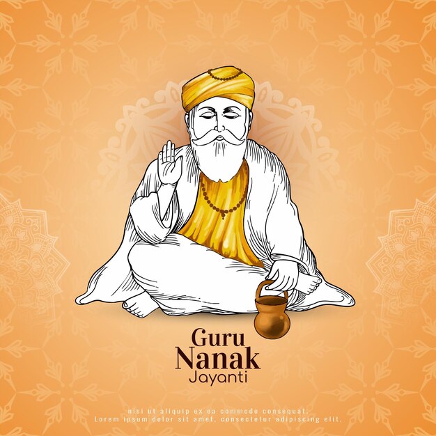 Feliz Guru Nanak Jayanti el fondo de la celebración del festival sikh