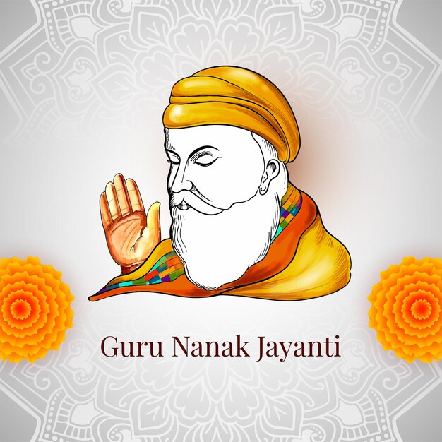 Feliz Guru Nanak jayanti Punjabi Sikh festival de saludos de fondo