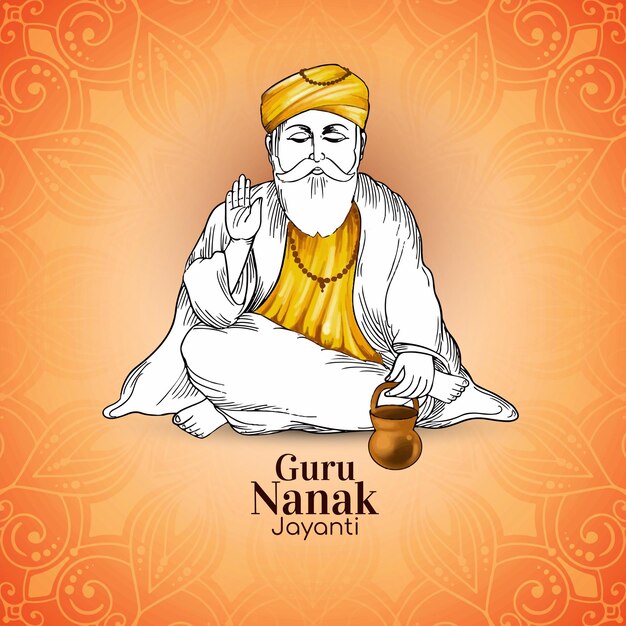 Feliz Guru Nanak jayanti Punjabi Sikh festival de saludos de fondo