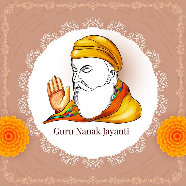 Feliz Guru Nanak Jayanti tarjeta de felicitación para el festival cultural punjabi