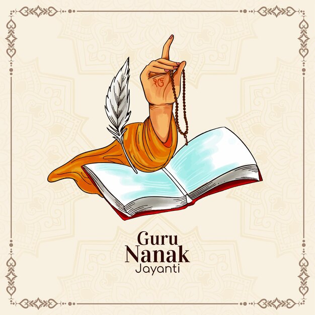 Feliz Guru Nanak Jayanti tarjeta de felicitación para el festival cultural punjabi