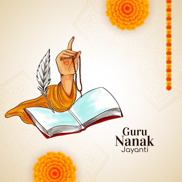 Feliz Guru Nanak Jayanti tarjeta de felicitación para el festival cultural punjabi