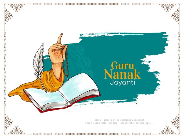 Feliz Guru Nanak Jayanti vector de la tarjeta de celebración del festival religioso