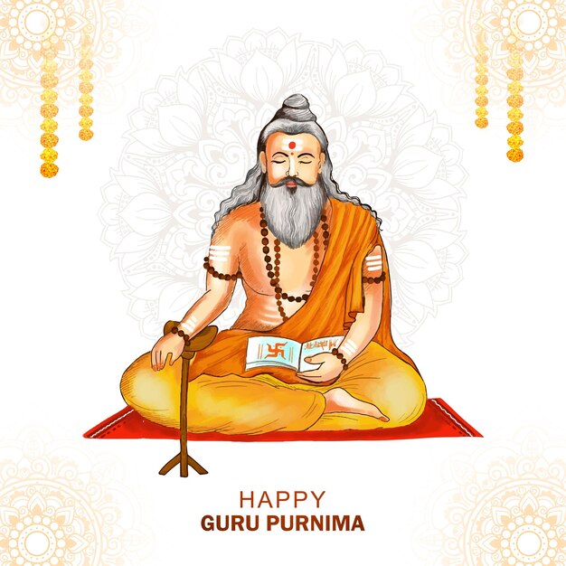 Feliz Guru Purnima el fondo de la tarjeta del festival cultural indio