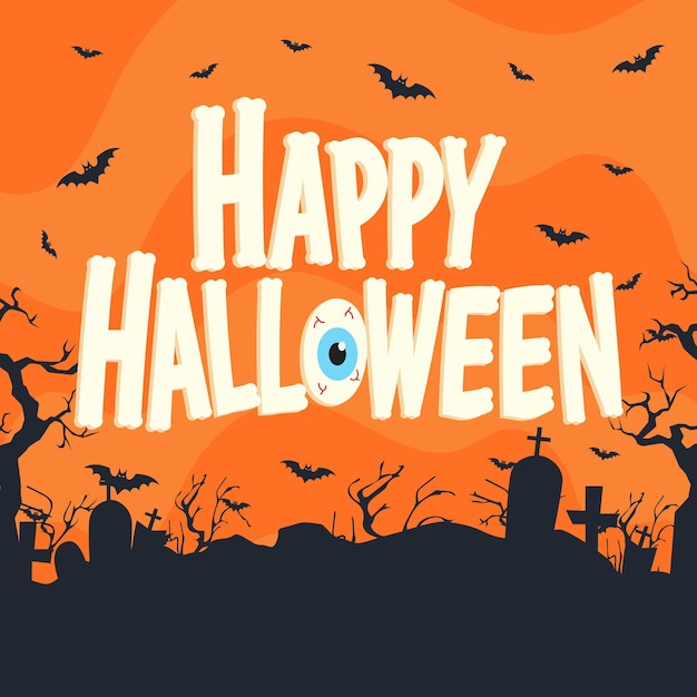 Vector gratuito feliz halloween - diseño de letras
