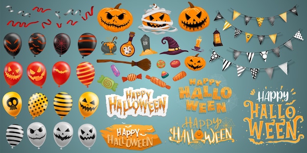 Vector gratuito feliz halloween elementos