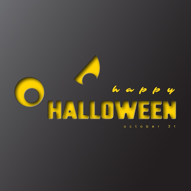 Feliz Halloween. Estilo de corte de papel, efecto 3d. Fondo oscuro. Ilustración vectorial