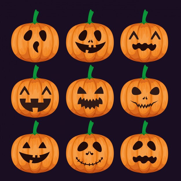 Feliz halloween con set de calabazas