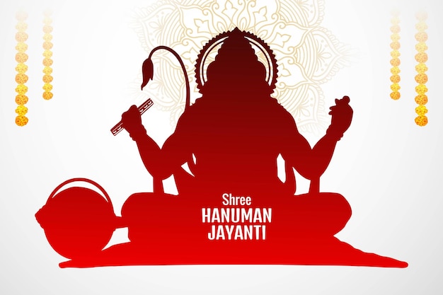 Vector gratuito feliz hanuman jayanti celebra el nacimiento del señor sri hanuman fondo de la tarjeta
