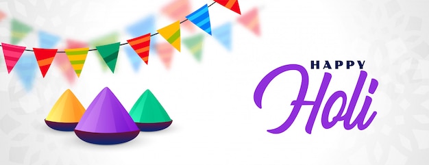 Feliz holi festival celebración banner ilustración