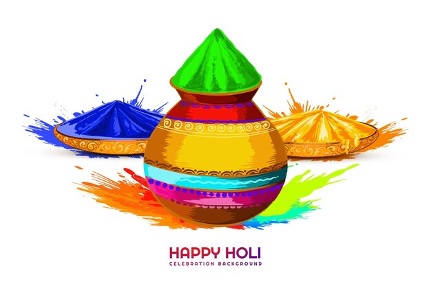 Feliz Holi el festival indio de la primavera de los colores tarjeta de felicitación