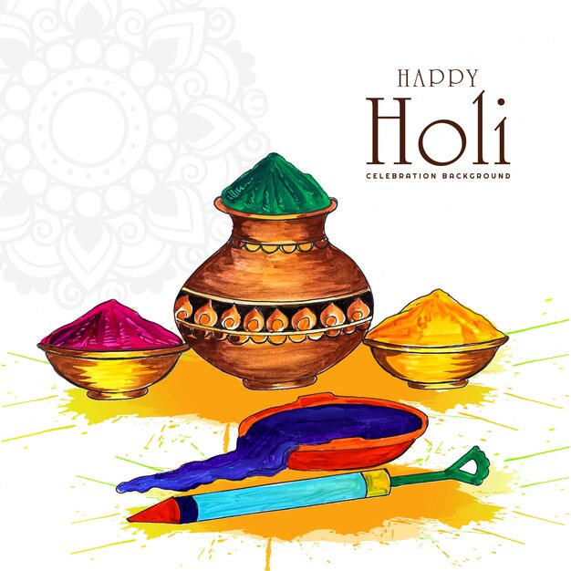 Feliz Holi Indian Spring festival de colores tarjeta de felicitación