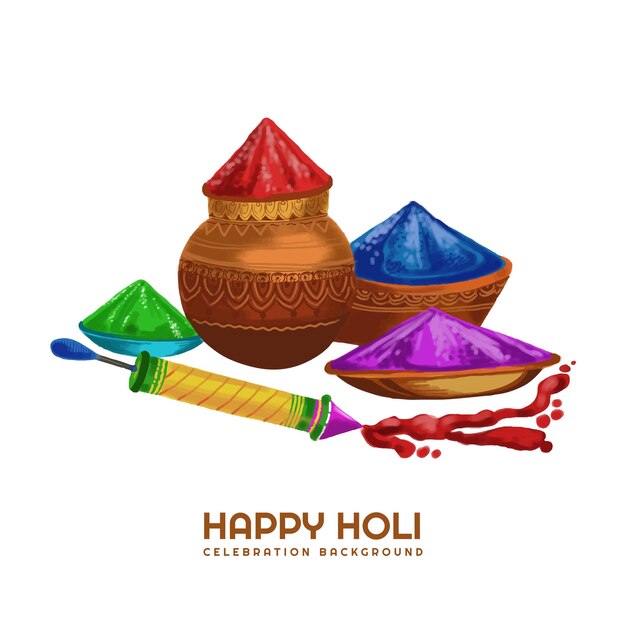 Feliz Holi Indian Spring festival de colores tarjeta de felicitación