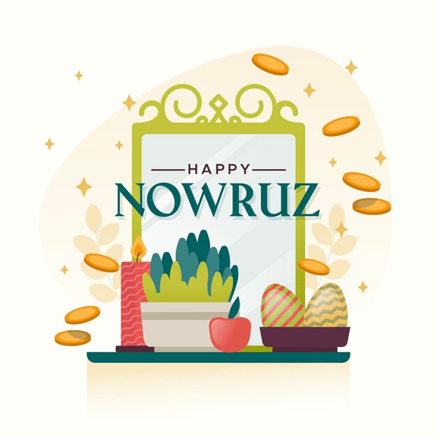 Feliz ilustración de nowruz con mirro