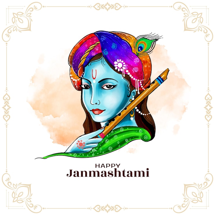 Vector gratuito feliz janmashtami festival hindú saludo religioso vector de fondo