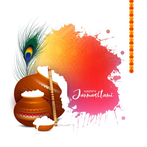 Feliz Janmashtami el fondo del festival religioso indio