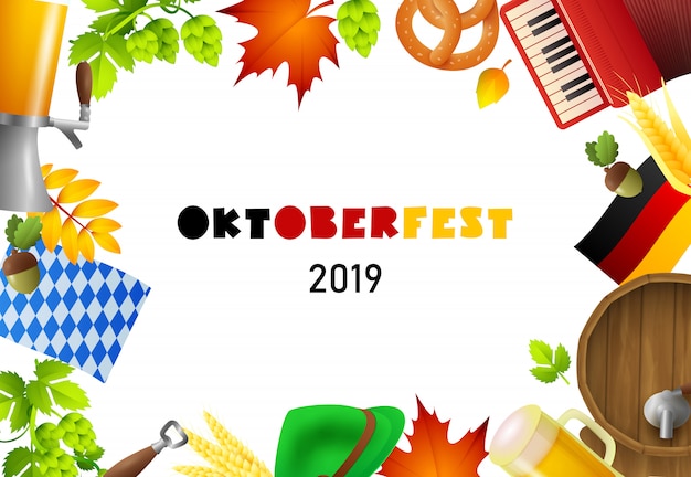 Feliz letras de Oktoberfest y elementos fest