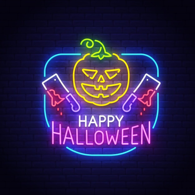 Feliz letrero de neón de Halloween