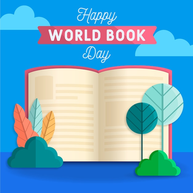 Feliz libro del día mundial del libro y plantas