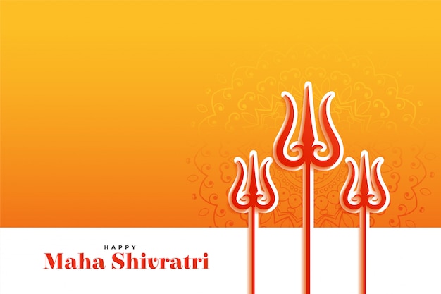 Feliz maha shivratri desea tarjeta con fondo de arma trishul