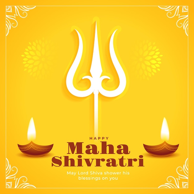 Vector gratuito feliz maha shivratri diseño de fondo amarillo festivo