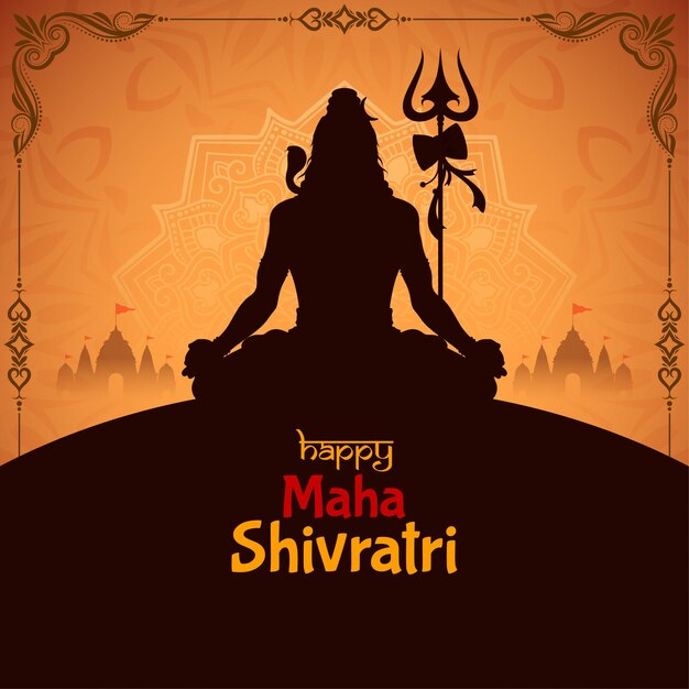 Feliz Maha Shivratri, el señor Shiva, el culto religioso, la tarjeta del festival indio.
