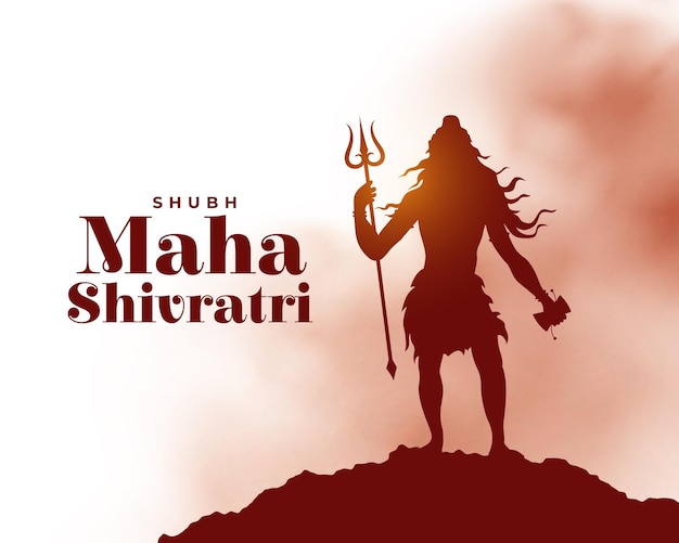 Vector gratuito feliz maha shivratri tarjeta de salud con el señor shiva silueta