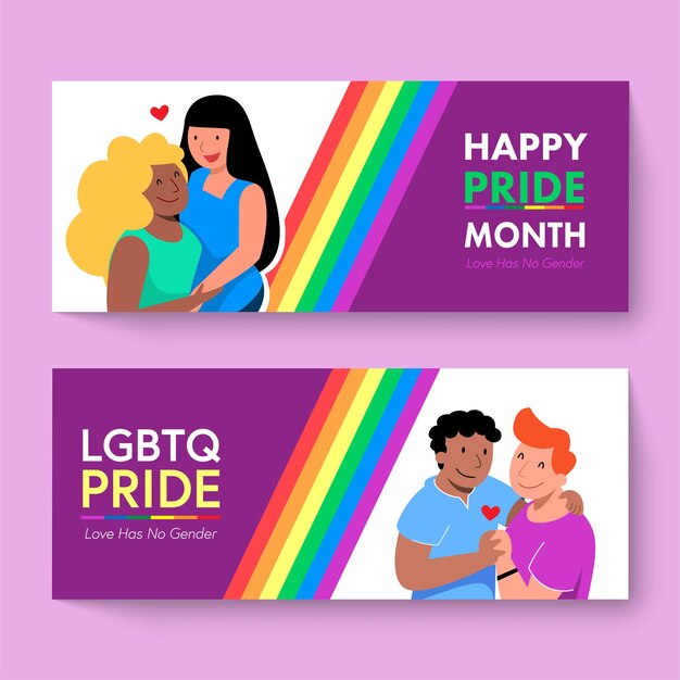 Feliz mes del orgullo LGBTQ banners