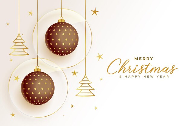 Feliz navidad y año nuevo hermoso diseño de saludo realista